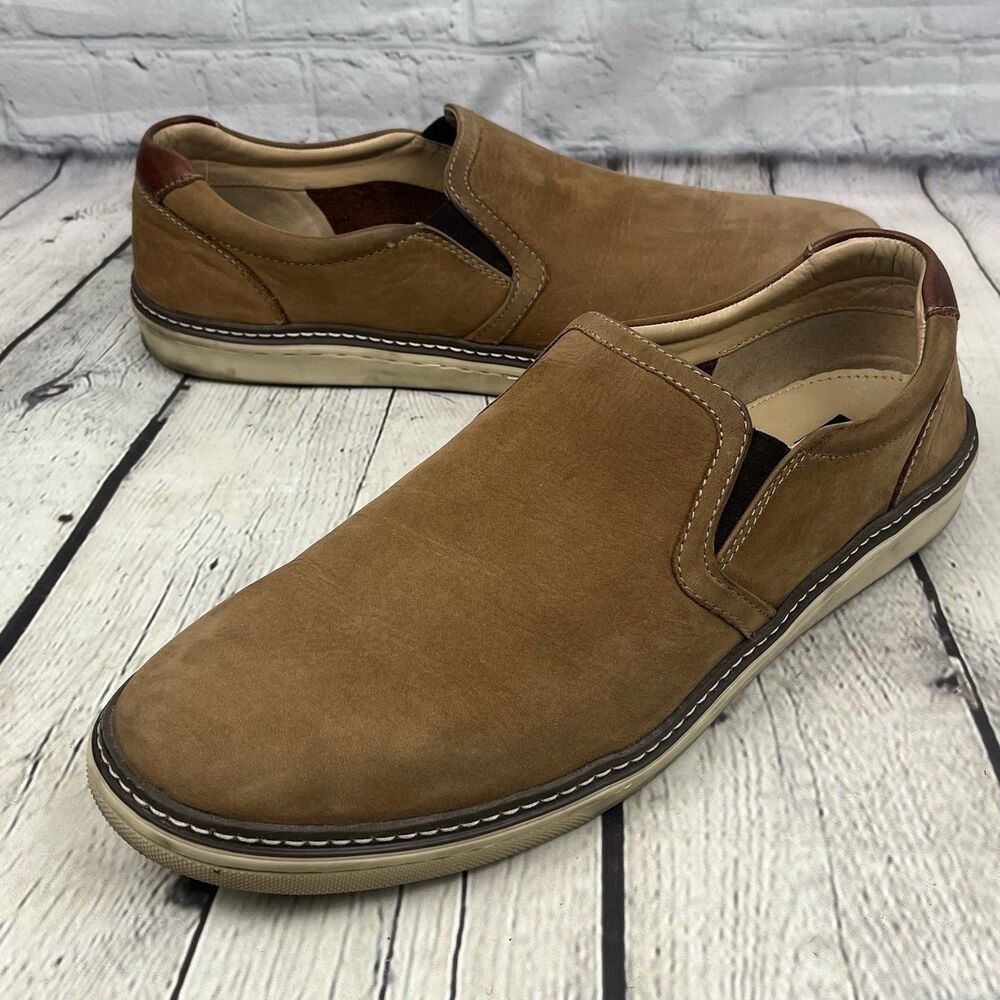 Johnston & Murphy McGuffey Slip On Shoe Sneaker Mens 11M Light Tan Oiled Leather